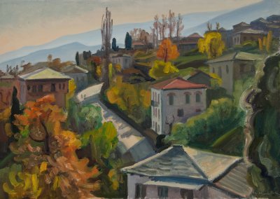 Zagora Evening with the Road — Oil painting, Canvas, 46.00×65.00cm — Theodoros Markellos
